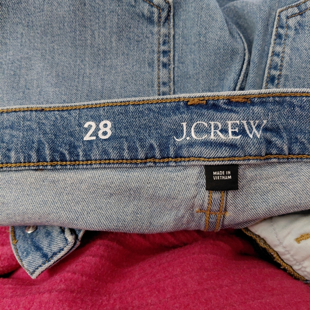 J. CREW 28 SLIM WIDE LEG RAW HEM HIGH RISE STYLE#BR863 SP23 INDIGO BLUE MED WASH - Picture 6 of 13